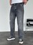 Erkek Baggy Fit Yırtık Detaylı Jean Kot Pantolon Antrasit 5