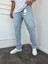 Erkek Baggy Fit Yırtık Detaylı Jean Kot Pantolon Buz Mavi 1