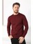Unisex Uzun Kol Biskilet Yaka Dokuma Triko - Bordo 1