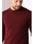 Unisex Uzun Kol Biskilet Yaka Dokuma Triko - Bordo 2