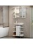 Modern Beyaz Lavabo ve Aynalı Dolap Takımı – Açık Raflı Minimalist Tasarım 1