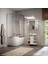 Modern Beyaz Lavabo ve Aynalı Dolap Takımı – Açık Raflı Minimalist Tasarım 2