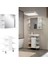 Modern Beyaz Lavabo ve Aynalı Dolap Takımı – Açık Raflı Minimalist Tasarım 5