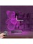 Kirppi 3D Saat Lamba Kalp Ayıcık Kişiye Özel Masa Gece Lambası 4