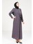 Düğmeli Koyu Gri Elbise 9181 3