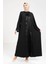 Saten Elbiseli Siyah Abaya 9269 2