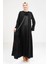Saten Elbiseli Siyah Abaya 9269 4