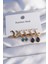 Heyf 316L Çelik Gold Renk Oval Tasarım Mavi Zirkon Taşlı Damla Model Küpe Seti 1