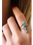 Turkuaz taşlı gümüş üzerine altın kaplama tasarım yüzük 1