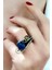 Mavi zirkon taşlı gümüş el işi tasarım yüzük 1