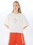 D5SL-TST3508 Beyaz Bisiklet Yaka Relaxed Baskılı Kadın T-Shirt 3