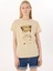 Yuvarlak Yaka Baskılı Bej Kadın T-Shirt L5SL-TST5813 1