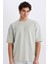 Loose Fit Bisiklet Yaka Baskılı Kısa Kollu Ağır Kumaş Tişört E0575AX25SM 1