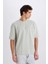 Loose Fit Bisiklet Yaka Baskılı Kısa Kollu Ağır Kumaş Tişört E0575AX25SM 3