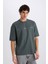 Loose Fit Bisiklet Yaka Baskılı Kısa Kollu Ağır Kumaş Tişört E0575AX25SM 4