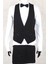 Slim Fit Saten Sivri Yaka-Çift Yırtmaç Siyah Drop 6 Damatlık Smokin - Full Set Yelek, Gömlek, Papyon 3