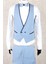 Slim Fit Saten Sivri Yaka-Çift Yırtmaç Buz Mavisi Drop 6 Damatlık Smokin - Full Set Yelek, Gömlek, Papyon 3