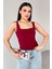 BLZ-06280 Bordo Kare Yaka Askılı Bluz 2