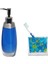 Metrashop Homi Sıvı Sabunluk,diş Fırçalık 2 Li Banyo Seti,gri Mavi ve Çiçekli 2