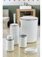 Metrashop 5 Parça Lüx Plastik Banyo Seti 7 Litre Dokunmatik Çöp Kovalı, Antibakteriyel Fırça (Beyaz-Gri) 1