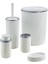 Metrashop 5 Parça Lüx Plastik Banyo Seti 7 Litre Dokunmatik Çöp Kovalı, Antibakteriyel Fırça (Beyaz-Gri) 2