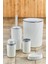 Metrashop 5 Parça Lüx Plastik Banyo Seti 7 Litre Dokunmatik Çöp Kovalı, Antibakteriyel Fırça (Beyaz-Gri) 3