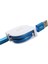 Powermaster 3 In 1 Mavi Şarj Data Kablosu Makaralı Type-C Micro Lightning Iphone Şarj Kablo 1