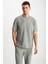 DRAVIK Erkek Yuvarlak Yaka Kısa Kol Regular Fit Yeşil T-Shirt 1