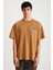 ROKLEN Erkek Pamuk Bisiklet Yaka Baskılı Kahverengi T-Shirt 3