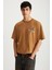 ROKLEN Erkek Pamuk Bisiklet Yaka Baskılı Kahverengi T-Shirt 4
