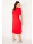 Kadın Kırmızı Ön Baskılı Viskon Elbise 65N33248 5