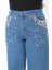 Kadın Büyük Beden Mavi Taş Işli Yüksek Bel 5 Cepli Kot Pantolon 65N38895 9