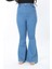 Kadın Büyük Beden Mavi Yüksek Bel Geniş Paçalı 5 Cep Likralı Kot Pantolon 65N38894 4