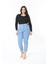 Kadın Büyük Beden Mavi Yüksek Bel 5 Cepli Bilek Boy Mom Kot Pantolon 65N38904 1