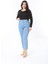 Kadın Büyük Beden Mavi Yüksek Bel 5 Cepli Bilek Boy Mom Kot Pantolon 65N38904 4