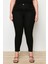 Kadın Büyük Beden Siyah, Yüksek Bel, Yıkamalı Denim Kumaş 5 Cep Esnek Skinny Kot Pantolon 65N38746 1
