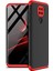 Xiaomi Redmi Note 9 Kılıf 360 Tam Koruma Kapak 3 Parça Slim Fit Siyah-Kırmızı 1
