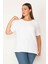 Kadın Beyaz Pamuklu Kumaş Yakası Dantel Kısa Kollu Bluz 65N29547 1