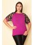 Kadın Fuşya Kolları Tül Payet Detaylı Bluz 65N28746 1