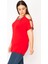 Kadın Kırmızı Tek Omuzu ve Yakası Sim Detaylı Bluz 65N29510 2