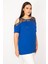 Kadın Saks Omuz Dekolteli Dantelli Bluz 65N29290 3