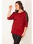 KADIN BORDO PAYET DETAYLI V YAKA KAPRİ KOL VİSKON BLUZ 1