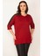KADIN BORDO PAYET DETAYLI V YAKA KAPRİ KOL VİSKON BLUZ 4