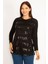 Kadın Siyah Önü Payet Detaylı Uzun Kollu Bluz 65N34724 1