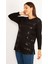 Kadın Siyah Önü Payet Detaylı Uzun Kollu Bluz 65N34724 2