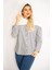 Kadın Gri Ön Düğmeli Kapşonlu Spor Gömlek Tunik 65N35184 1