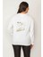 Kadın Kemik Pamuklu Kumaş Bisiklet Yakalı Sırt Baskı Detaylı Sweatshirt 65N31024 4