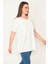 Kadın Kemik Pamuklu Kumaş V Yaka Desenli Tunik 65N32654 1