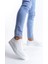 SLW165 Elite Bağcıklı Cilt Erkek Günlük Sneaker Ayakkabı Bt Beyaz 3
