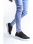 SLW155 Warrior Bağcıklı ve Fermuarlı Cilt Erkek Günlük Sneaker Ayakkabı Bt Siyah 4